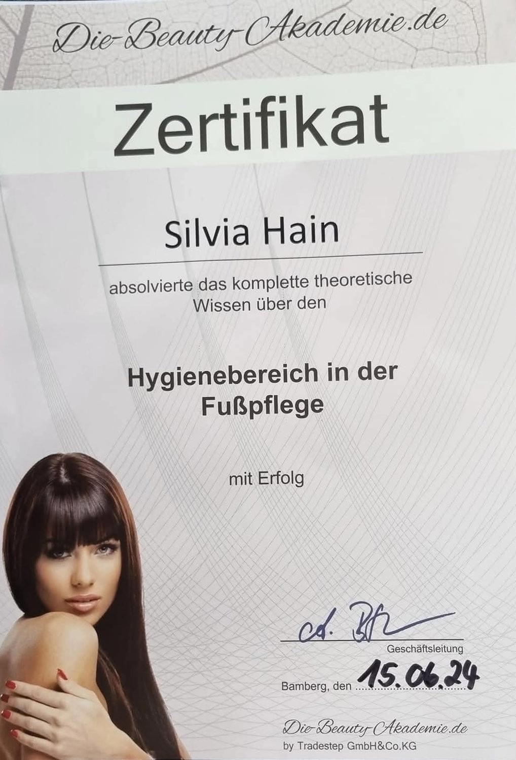Nagelstudio Hain - Nageldesign - Nagelstudio Hain - Zertifikat Fußpflege